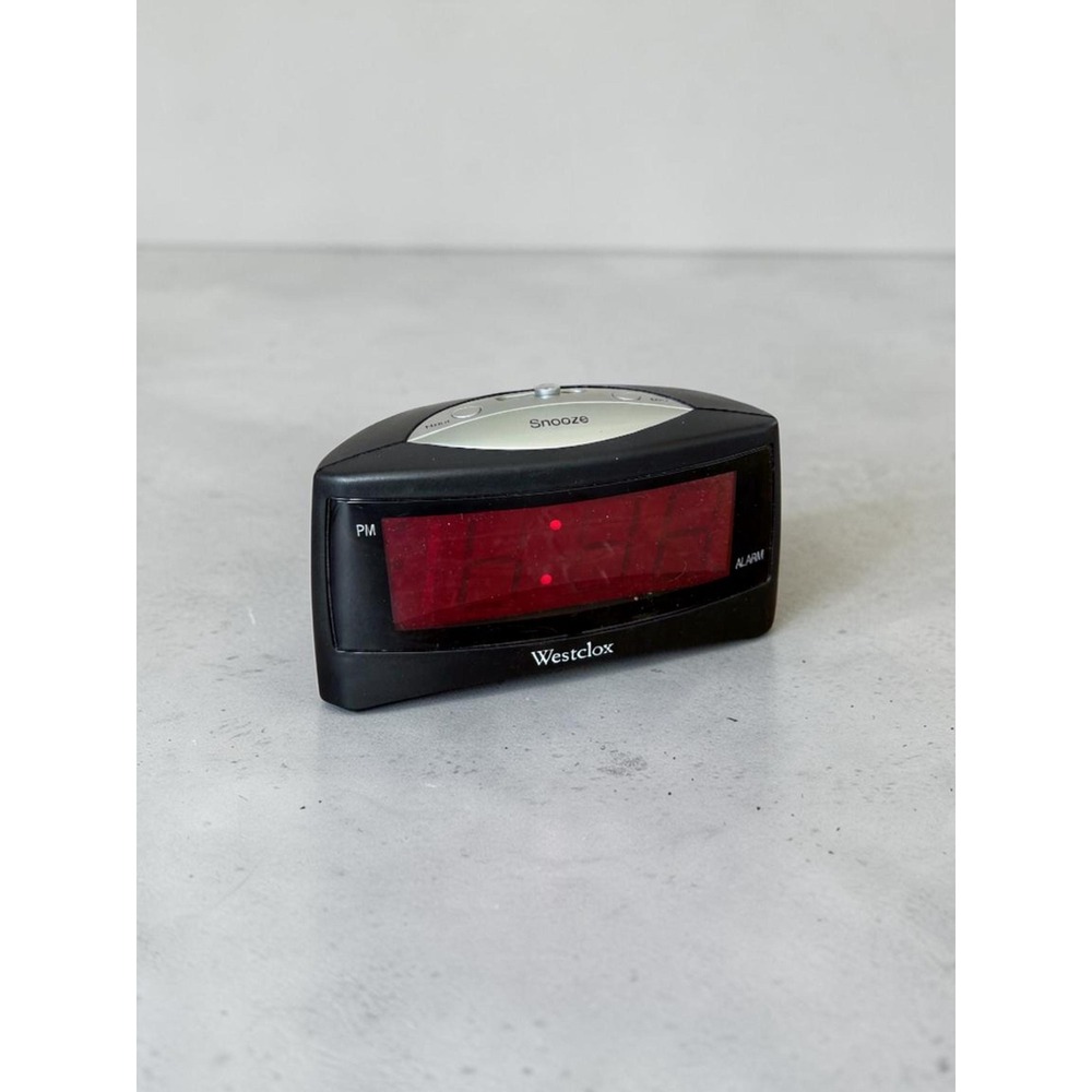 Vintage Y2K Westclox Digital Alarm Clock - Black Triangular Red LED Retro Clock
